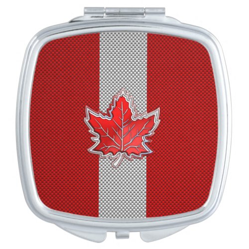 All Canadian Red Maple Leaf on Carbon Fiber Print Mirror For Makeup