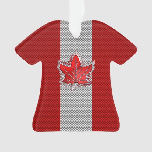 All Canadian Red Maple Leaf on Carbon Fiber Print Ornament