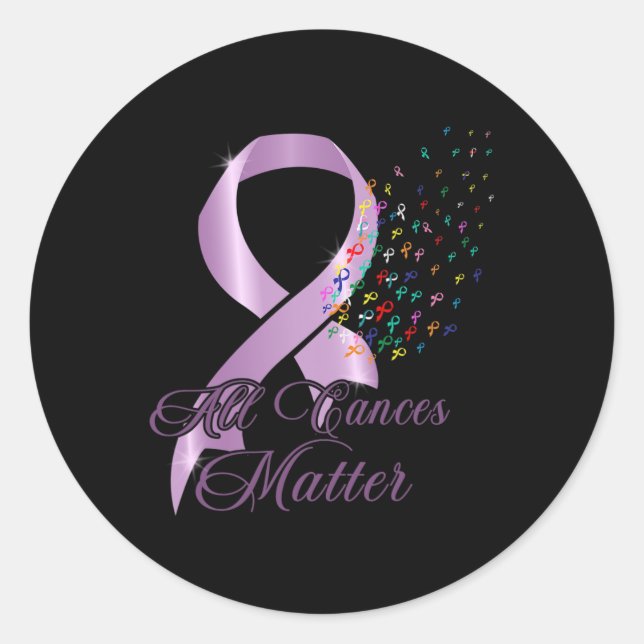 All Cancer Awareness All Ribbon World Cancer Aware Classic Round Sticker (Front)