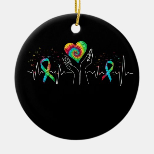 All Cancer Awareness Day Heartbeat Ceramic Ornament