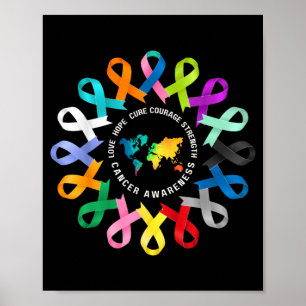 All Cancer Awareness Fight Cancer Ribbon Support Poster