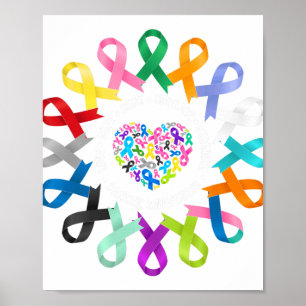 All Cancer Awareness Heart Cancer Ribbon Colorful Poster