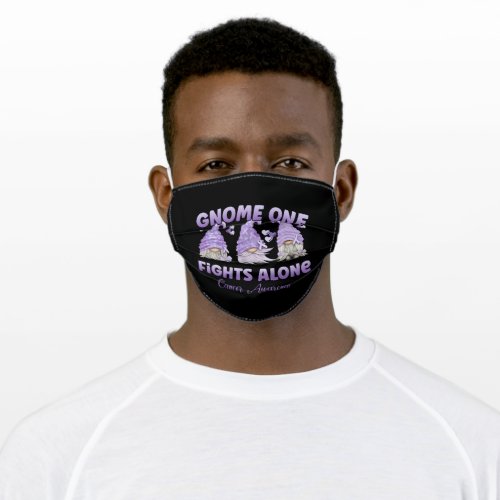 All Cancer Awareness Lavender Ribbon Gnome Adult Cloth Face Mask