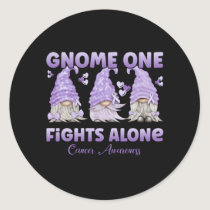 All Cancer Awareness Lavender Ribbon Gnome Classic Round Sticker