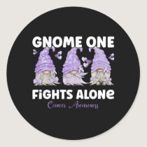All Cancer Awareness Lavender Ribbon Gnome Classic Round Sticker