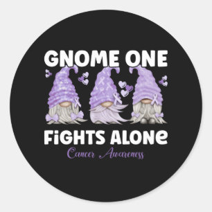 All Cancer Awareness Lavender Ribbon Gnome Classic Round Sticker