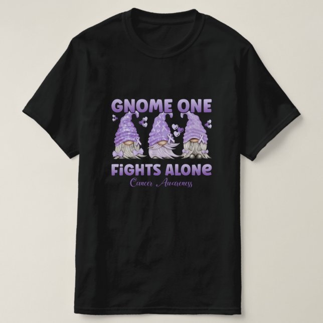 All Cancer Awareness Lavender Ribbon Gnome T-Shirt | Zazzle