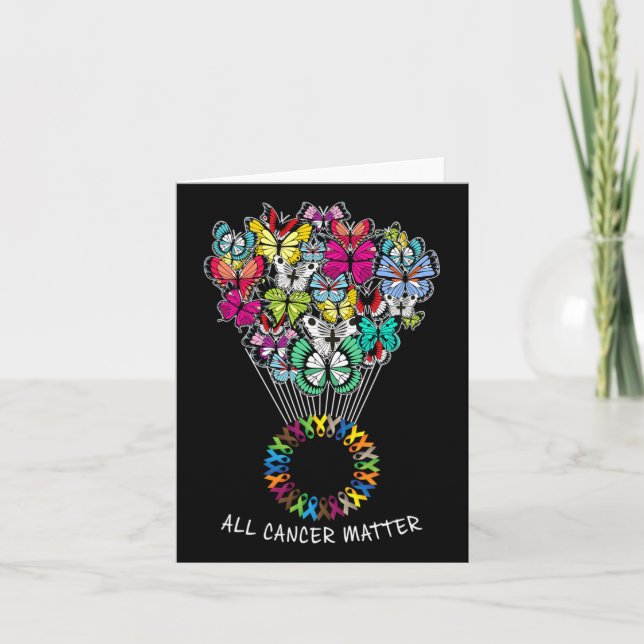 All Cancer Awareness Problems Butterfly All Ribbon Card (Front)