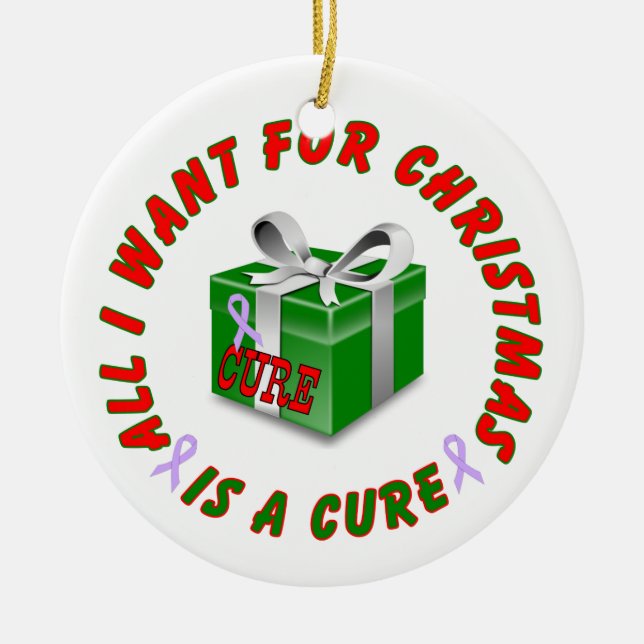 All Cancer Awareness Ribbon Christmas Ornament (Front)