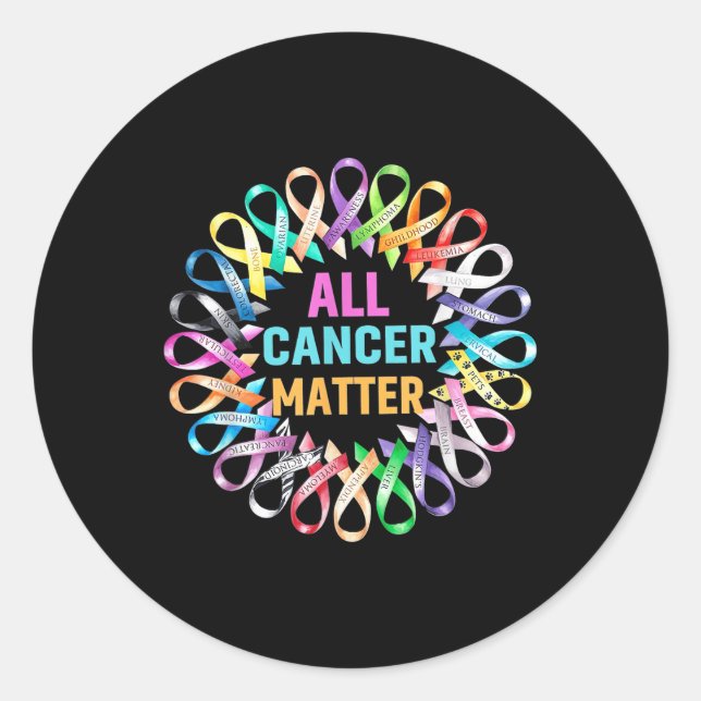 All Cancer Colorful Ribbons Cancer Awareness  Classic Round Sticker (Front)