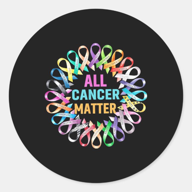 All Cancer Colorful Ribbons Cancer Awareness  Classic Round Sticker (Front)