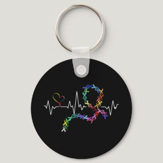 All Cancer Matters Awareness Day Heartbeat 1  Keychain