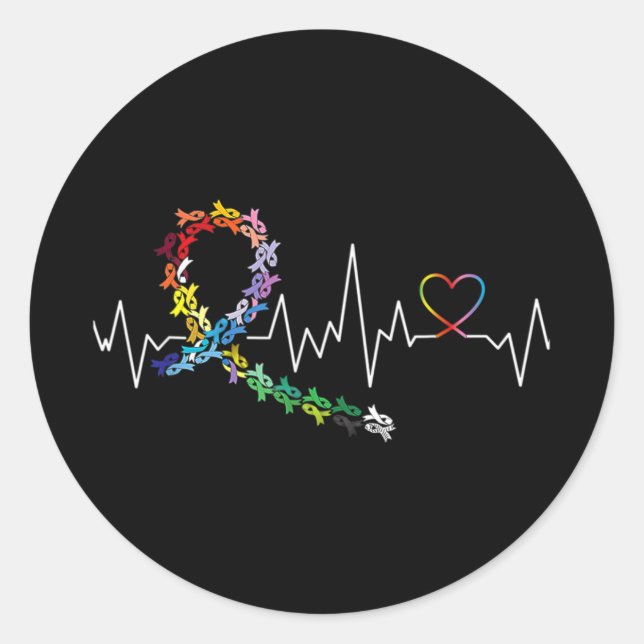 All Cancer Matters Awareness Day Heartbeat 3  Classic Round Sticker (Front)