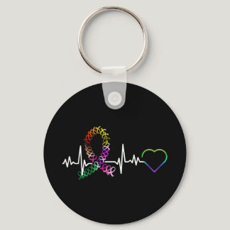 All Cancer Matters Awareness Day Heartbeat Cancer  Keychain