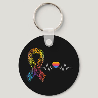 All Cancer Matters Awareness Day Heartbeat Ribbon  Keychain