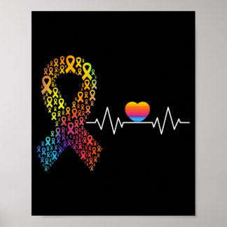 All Cancer Matters Awareness Day Heartbeat Ribbon  Poster