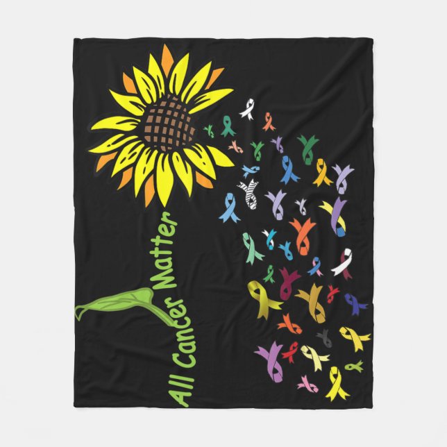 All Cancer Matters Awareness Day Ribbon  Fleece Blanket (Front)