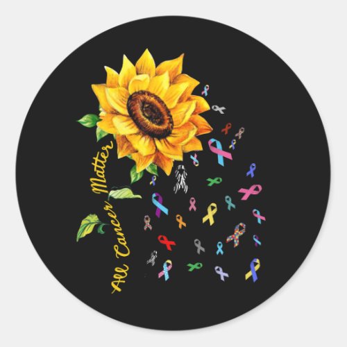 All Cancer Matters Awareness Day Ribbon Sunflower  Classic Round Sticker