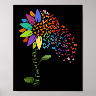 All Cancer Matters Awareness Day Sunflower Ribbon  Poster