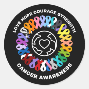 All Cancer Matters Awareness Every Color Ribbons Classic Round Sticker