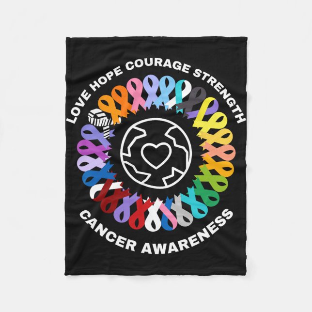 All Cancer Matters Awareness Every Color Ribbons  Fleece Blanket (Front)