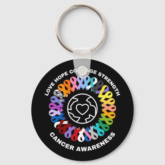 All Cancer Matters Awareness Every Color Ribbons  Keychain (Front)