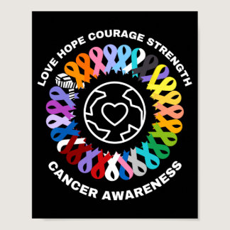 All Cancer Matters Awareness Every Color Ribbons  Poster