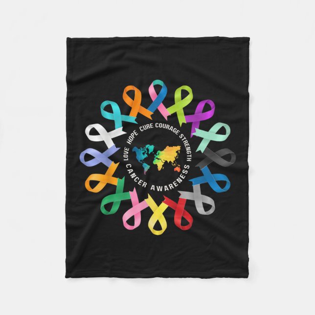 All Cancer S Awareness Fight Cancer Ribbon Support Fleece Blanket (Front)