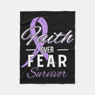 All Cancer Survivor Faith Over Fear Christian Gift Fleece Blanket