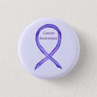 All Cancers Awareness Lavender Ribbon Button Pin