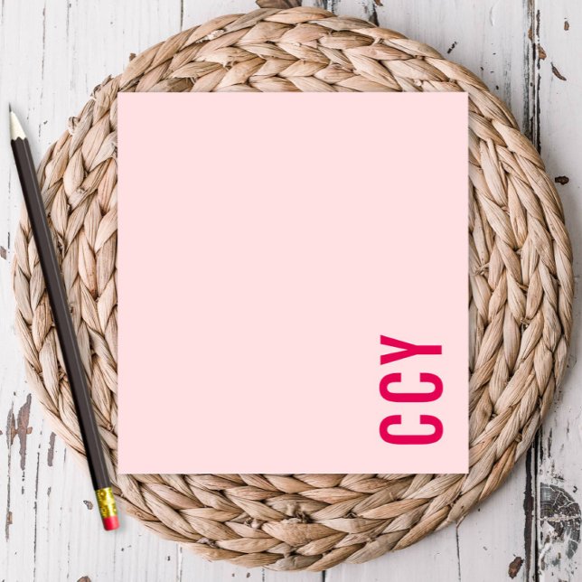All Cap Sideways Monogram Pink Personalized Notepad (Creator Uploaded)