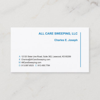 All Care Sweeping - Charles E. Joseph Business Car Card