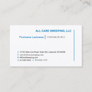 All Care Sweeping - Job Title Business Card