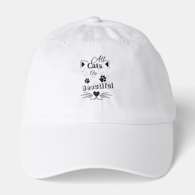 All Cats Are Beautiful – Minimal Cute Cat Design Hat (Front)