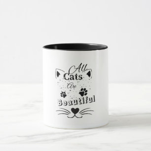 All Cats Are Beautiful – Minimal Cute Cat Design Mug