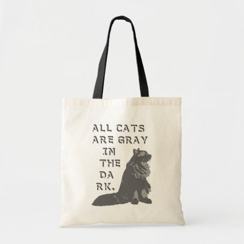 All cats are gray in the dark tote bag