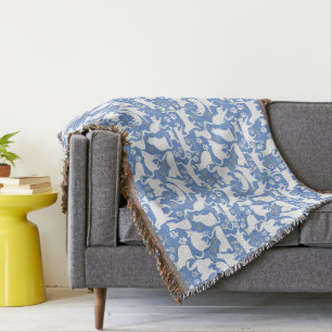 All Cats pattern.w.bx4 L Blue BG Throw Blanket