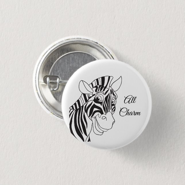 "All Charm" Lovely Zebra Black & White Trendy Button (Front & Back)