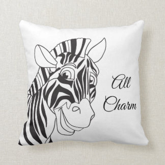 "All Charm" Zebra Black & White Stripes Pattern Throw Pillow