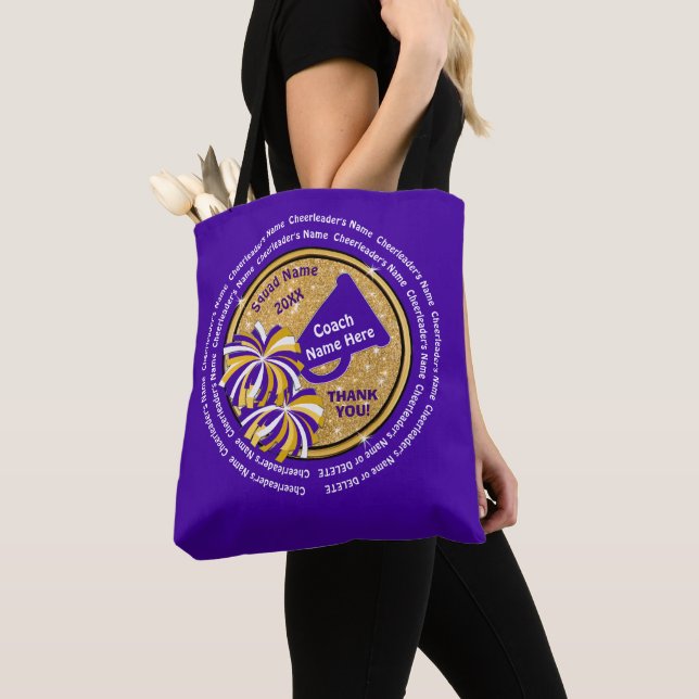ALL Cheerleader's Names on Cheerleader Coach Gifts Tote Bag (Close Up)