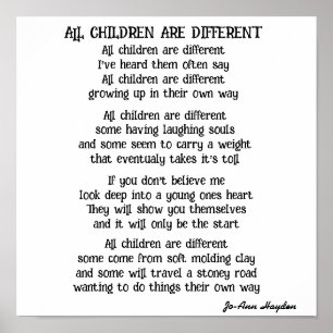 ALL CHILDREN ARE DIFFERENT poem Poster