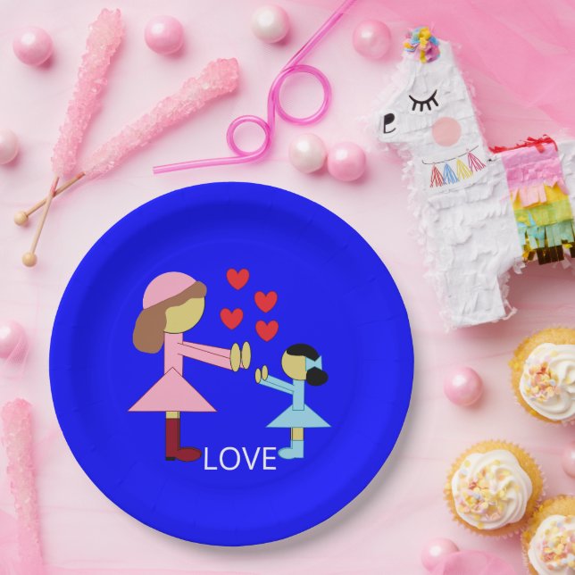 All Children Need Love:  Blue Paper Plates (Party)