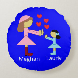 All Children Need Love:  Blue Round Pillow