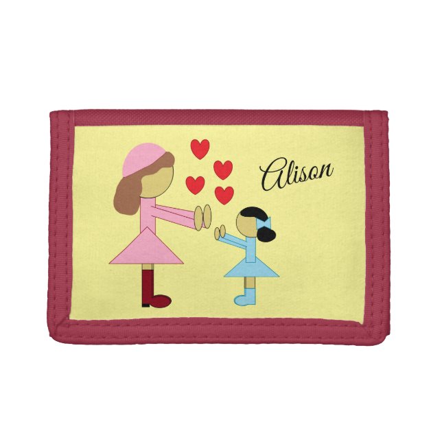 All Children Need Love - Light Yellow:  Red Trifold Wallet (Front)