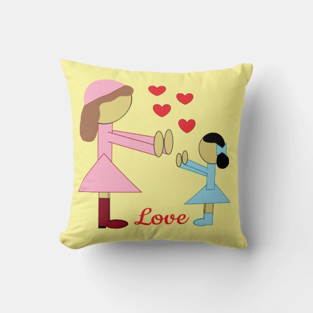 All Children Need Love: Light Yellow Throw Pillow (Front)