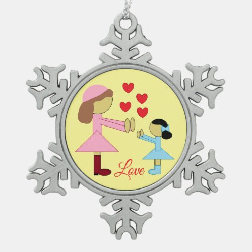 All Children Need Love Snowflake Pewter Christmas Ornament