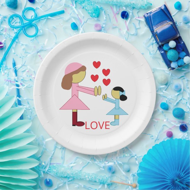 All Children Need Love:  White Paper Plates (Party)