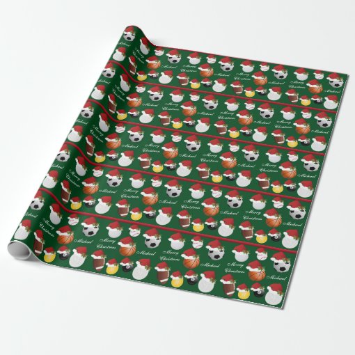 All Christmas Sport | Name Wrapping Paper | Zazzle