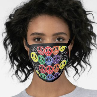 All Color Peace Signs on Black Face Mask
