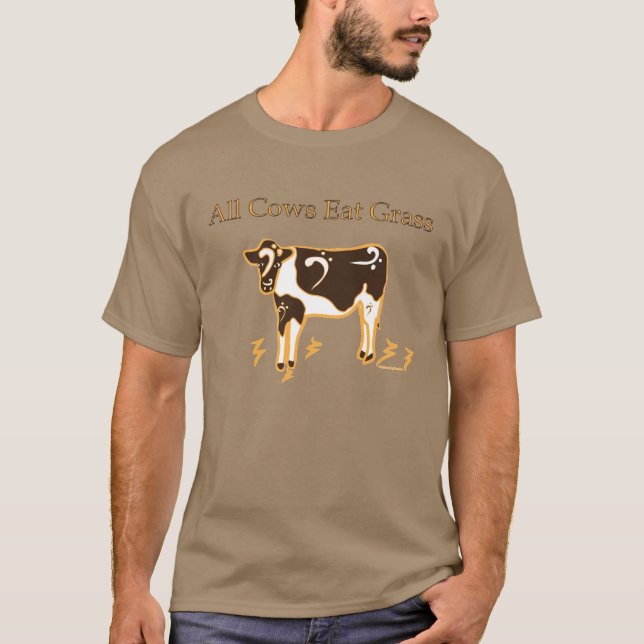 All Cows Eat Grass Bass Clef Pride! T-Shirt (Front)